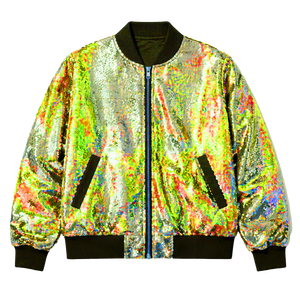 Men Casual Winter Embroidered Oversized <b>Sequin</b> Bomber <b>Jacket</b> Zip Black Party Fashion Long Sleeve Thick Streetwear Shiny Club - Product Image 3