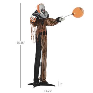 Clown da Circo Animato Parlante a Grandezza Naturale da 65 Pollici, Decorazione di Halloween con Movimento e Suono Attivati, con Palloncino, per Esterni - Product Image 3