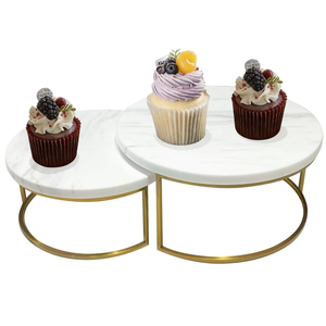 Luxurious <b>Marble</b> Cupcake <b>Stand</b> 2 Tier Restaurant Round Nature <b>Marble</b> Serving Trays Platter White Stone <b>Cake</b> <b>Stand</b> - Product Image 1