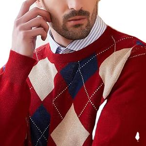 เสื้อสเวตเตอร์ลายเพชรหลายสีสำหรับผู้ชายเสื้อสเวตเตอร์แฟชั่นระบายอากาศทันสมัยสำหรับผู้ชาย - Product Image 2