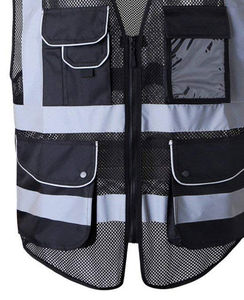Fabricant de gilets de sécurité OEM, fournisseur en gros personnalisé, production en vrac sous marque privée, tissu en maille réfléchissante tricotée chaîne 130 GSM - Product Image 4