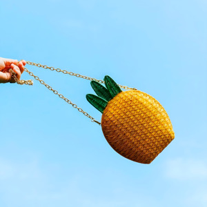 Jaune ananas enfants été plage aller voyage pique-nique rotin sacs pour enfants design créatif unique tressé à la main bébé sac - Product Image 5