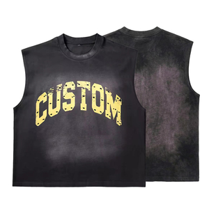 เสื้อกล้ามคอกลมโอเวอร์ไซส์ พิมพ์ลายดิจิตอลแบบกำหนดเอง ผ้าฝ้ายพรีเมียม 100% แห้งเร็ว ระบายอากาศได้ดี เป็นมิตรกับสิ่งแวดล้อม สำหรับผู้ชาย - Product Image 1