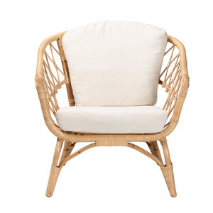 Handmade Natural Rattan Dining <b>Chair</b> Wicker Armchair With Open Back And Curved Frame <b>For</b> Living Room <b>Bedroom</b> Home Furniture - Product Image 5