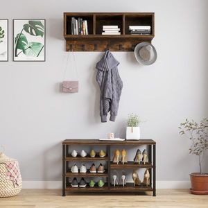 Industrial 7-Hook Coat Rack and <b>Shoe</b> Bench Set Entryway Hallway 5 with Hall Tree for Convenient <b>Storage</b> - Product Image 2