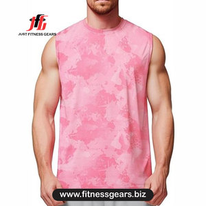 JUST FITNESS GEARS Débardeur pour homme en coton 100% bleu uni, séchage rapide, col rond, tricoté, 220g - Product Image 5