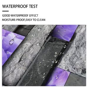 24 Fogli Adesivi Murali in PVC Effetto Marmo Lucido Viola, Impermeabili e Anti-olio, Piastrelle Adesive Peel-and-Stick per Rivestimenti e Pareti in Mattoni - Product Image 4
