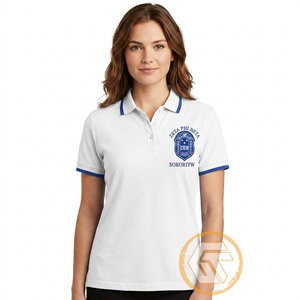 GREEK TREASURES ZETA PHI BETA เสื้อเชิ้ตแขนสั้นลำลองสำหรับผู้หญิง เสื้อผ้าสำหรับชมรม ฤดูร้อน เป็นมิตรกับสิ่งแวดล้อม โพลีเอสเตอร์/ผ้าฝ้าย - Product Image 1