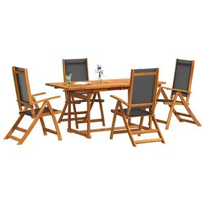 Conjunto de Comedor de Jardín de Madera de Acacia Negra Sólida y Textilene, Colección de Madera Natural - Product Image 3