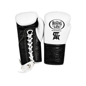 Guantes de Boxeo de Cuero 'No Boxing No Life' en Tendencia, Amarillo y Negro con Cordones, Logotipo Grabado, Hecho en México, Equipo de Entrenamiento para Adultos - Product Image 3