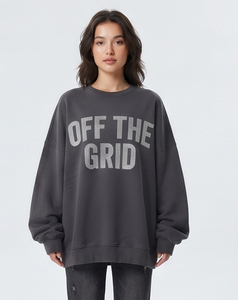 <b>Women</b> <b>Baggy</b> Rhinestone Sweat <b>Shirts</b> Casual 100% Polyester Fleece Loose Fit Heavy Weight Long Sleeve Winter Sweatshirts Ladies - Product Image 4