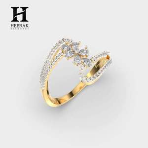 14K Gold Bypass Diamond <b>Ring</b> - Elegant Cluster <b>Statement</b> Band - Lab Grown/Natural Diamond Jewelry - Product Image 6