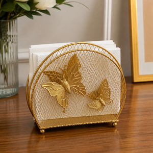 Porta Servilletas de Metal con Diseño de Mariposa Dorada de Lujo, Organizador de Servilletas Decorativo para Mesa de Comedor - Product Image 4