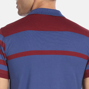 Polo a Rayas Azul y Rojo para Hombre, Transpirable, Mezcla de Algodón, Casual, para Golf, con Logotipo Personalizado, OEM, ODM, Venta al Por Mayor - Product Image 2