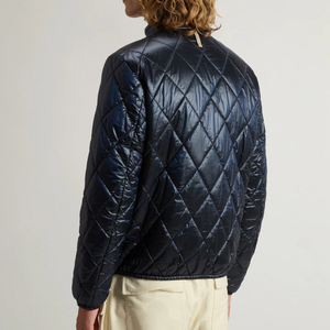 Men's Slim Fit <b>Quilted</b> Nylon <b>Jacket</b> Zip-Up Padded Outerwear Waterproof Stand Collar Argyle <b>Pattern</b> Winter Wear - Product Image 4
