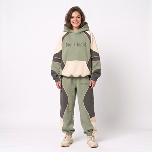 Conjunto Deportivo Personalizado, 20% Poliéster, 80% Algodón, Sudadera Holgada con Capucha y Pantalones Jogger, 2 Piezas, Ropa Urbana, Felpa Gruesa, Tendencia - Product Image 1