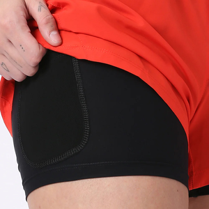 <b>White</b> High Waisted <b>Women</b> Gym <b>Shorts</b> 2 in 1 Polyester Double Layer Elastic Waist Quick Dry Knitted Polyester Spandex <b>Short</b> Pants - Product Image 4