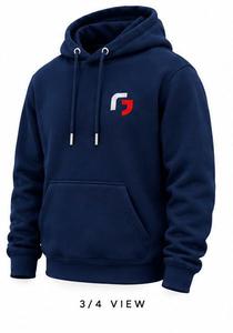 Sweat-shirt à capuche bleu pour homme, coupe classique, logo sur le devant, poche, en coton molletonné, vêtement décontracté pour l'automne - Product Image 4