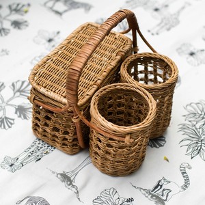<b>Large</b> rattan picnic <b>basket</b> with wine holders best selling camping essentials hamper <b>baskets</b> - Product Image 5
