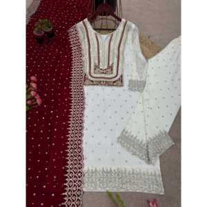 Conjunto Dupatta Top-Down para mujer con Secuencia de bordado pesado Trabajo Elegante diseño elegante - Product Image 4