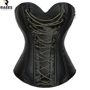 Robe corset intégrale pour femme avec jupe intégrée en similicuir, méthode de tissage, maintien ferme - Product Image 1