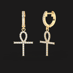 Luxury Moissanite Ankh Cross Hoop Earrings 925 <b>Sterling</b> <b>Silver</b> Pave Dangle Earrings Elegant Fine Jewelry Gift for Women Style - Product Image 6