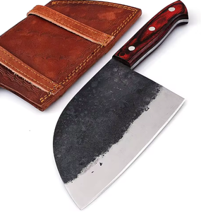 Couteau à découper professionnel en acier à haute teneur en carbone forgé à la main, manche en bois, couteau à découper de cuisine avec étui en cuir - Product Image 1