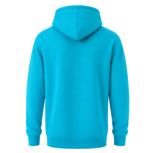 เสื้อฮู้ดผู้ชายสีฟ้าซีอานแบบสั่งทำพิเศษ แขนยาว ทรงปกติ ผ้าฟลีซ มีเชือกผูกฮู้ด กระเป๋าจิงโจ้ สไตล์สตรีทแวร์ - Product Image 2