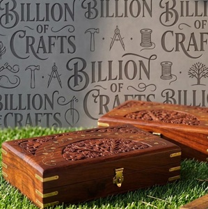 Caja Rectangular de Madera de Palisandro Grabada a Mano de Lujo con Herrajes de Latón, Contenedor de Presentación de Regalos Premium para Decoración del Hogar - Product Image 2
