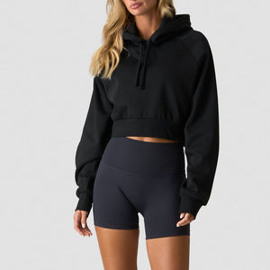 Sudadera con capucha corta 2025, ajustada, desgastada, estilo urbano, personalizada, oversize, al por mayor, de algodón polar, para invierno, transpirable por delante - Product Image 1