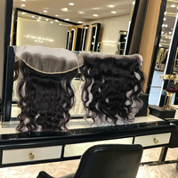 Harga pabrik grosir wig rambut mentah Manusia India Frontal 13*4 tanpa diproses Remy 100% Natural Body Wave untuk semua wanita