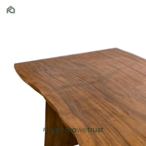 Muebles de Comedor, Mesa de Comedor de Madera Maciza de Nogal Americano con Borde Natural y Patas de Metal, Juego de Comedor - Bilal - Product Image 3