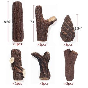Set di 9 Tronchi in Ceramica per Braciere, Accessori per Caminetto a Gas Finto per Interni o Esterni - Product Image 5