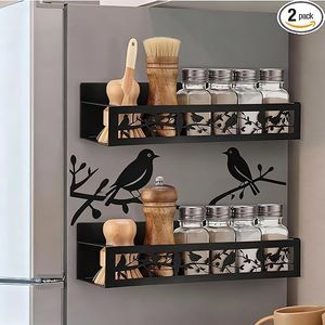Set di 2 Portaspezie Magnetici a Forma di Uccello, Cestello Magnetico in Metallo per Frigorifero, Organizzatori per Condimenti, Decorazione Casa K - Product Image 4