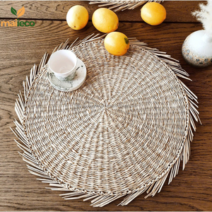 Cesta y posavasos de pared Vintage bohemios, tapetes de mesa de ratán trenzado tejido de algas marinas naturales, decoración de pared, accesorios de ajuste de lugar - Product Image 3