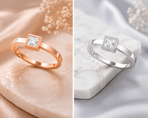 Bague de fiançailles en or jaune massif 9 carats avec diamant taille princesse, bague solitaire classique en or jaune pour femme - Product Image 4