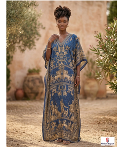 Women Printed <b>Kaftan</b> Dress Loose Fit Beach Wear Lightweight Fabric <b>Summer</b> Island Vacation Style Bulk Supply - Product Image 1