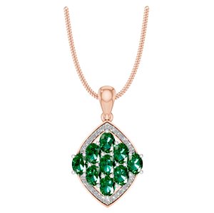 Venta caliente colgante de racimo de Esmeralda verde de lujo personalizado 14K/18K chapado en oro corte ovalado piedra preciosa diamante Halo joyería fina - Product Image 4