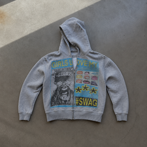 Sweat à capuche premium pour homme, coupe droite, style streetwear, en molleton respirant à séchage rapide, 100 % coton, avec strass rouges et épaules tombantes - Product Image 6