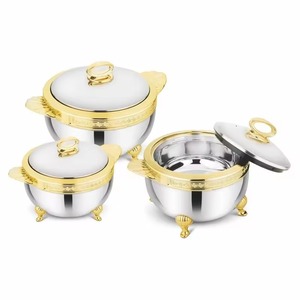 Luxury Round Stainless Steel Casserole <b>Set</b> with Gold Trim and Lid 20cm Durable Polished Design for Gas and <b>Induction</b> Cooker - Product Image 5