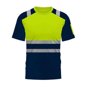 T-shirt de sécurité réfléchissant respirant et anti-rétrécissement personnalisé OEM, vêtements de travail haute visibilité pour les travailleurs de la construction et des routes - Product Image 4