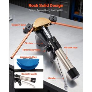 Kit Piegatubi Idraulico da 1/4 e 7/8 Pollici, Set di Utensili per Piegatura Tubi in Rame HVAC con 7 Colori, Piegatura a 90 Gradi in Alluminio - Product Image 5