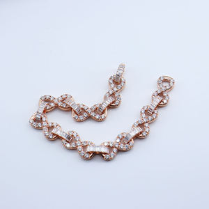 Bracelet tennis géométrique AMBER JEWELS plaqué or 10K, or massif 18K, avec cristaux taille baguette et strass, certifié IGI, luxe - Product Image 1
