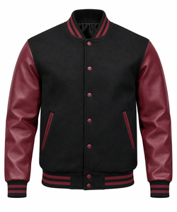 Chaqueta de invierno gruesa con bloques de color, recién llegada 2026, chaqueta universitaria de lona 100% lana para hombre con logo frontal personalizado con impresión DTF - Product Image 3