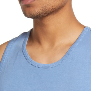 Men's <b>Light</b> Blue Sleeveless Tank Top O-<b>Neck</b> Casual Knitted With Pocket Solid Color Style - Product Image 4