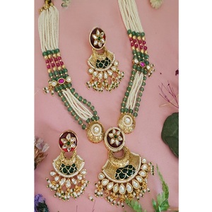 Conjunto de Collar Largo y Aretes con Piedra Moissanita, Chapado en Oro, Estilo Clásico y Elegante, Joyería de Diseño para Mujer, para Compromiso o Boda - Product Image 2