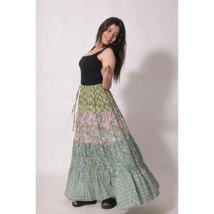 Jupe longue en coton tissé 100% Lavinas, imprimé patchwork, style bohème, faite à la main, maxi, ethnique, florale, respirante, pour l'été - Product Image 6