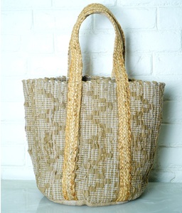 Sac fourre-tout en jute tressé pour femme, motif géométrique, style bohème, ouvert, pour l'été, la plage, le shopping, sac à main écologique - Product Image 2