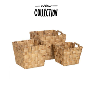 Meilleures ventes de paniers de rangement en jacinthe d'eau avec faux cuir directement du Vietnam - Product Image 3