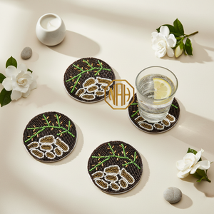 2026 Handmade Beads Seeds Flower and Leaf Multi-Color Eco-Friendly 100mm Diameter Coaster Drink Mat for Festive Decor Gifting - Product Image 1